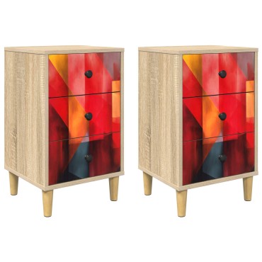 vidaXL Κομοδίνο HEESCH 2 τεμ. Sonoma Δρυς 36x33x60 εκ
