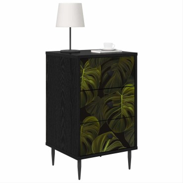 vidaXL Κομοδίνο ELBURG Μαύρη Δρυς 36x33x61cm Επεξεργασμένο Ξύλο 1 τεμ.