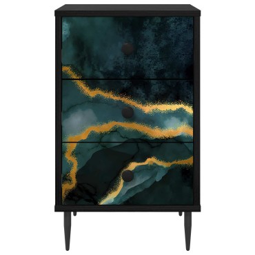 vidaXL Κομοδίνο WIJHE 2 τεμ. Μαύρη Δρυς 36x33x61cm