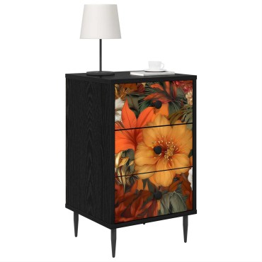 vidaXL Κομοδίνο GENNEP Μαύρη Δρυς 36x33x61cm Επεξεργασμένο Ξύλο 1 τεμ.