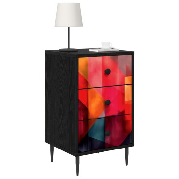 vidaXL Κομοδίνο HEESCH 2 τεμ. Μαύρη Δρυς 36x33x61cm