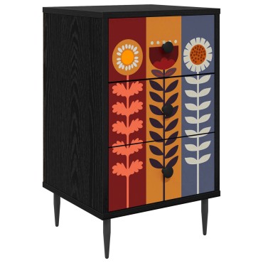 vidaXL Κομοδίνο ESSEN Μαύρη Δρυς 36x33x61cm Επεξεργασμένο Ξύλο 1 τεμ.