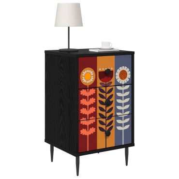 vidaXL Κομοδίνο ESSEN Μαύρη Δρυς 36x33x61cm Επεξεργασμένο Ξύλο 1 τεμ.