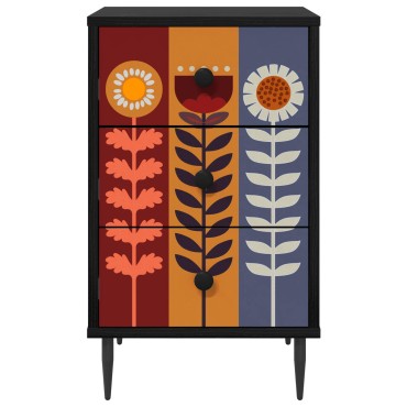 vidaXL Κομοδίνο ESSEN Μαύρη Δρυς 36x33x61cm Επεξεργασμένο Ξύλο 1 τεμ.
