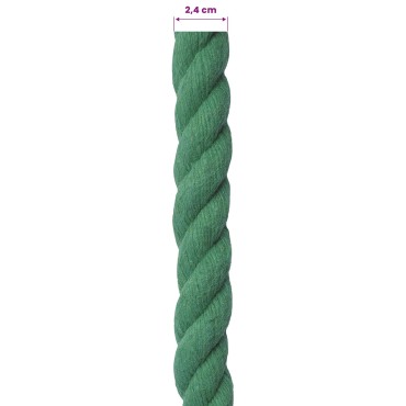 vidaXL Κωτόσχοινo 24 mm 25 m Πράσινο 100% Βαμβάκι