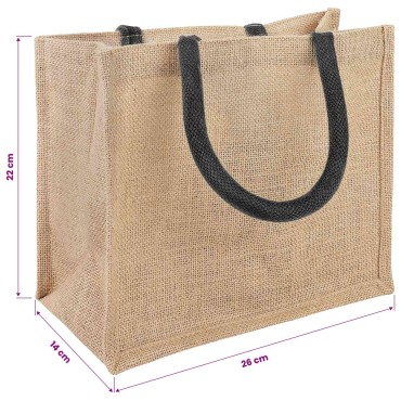 vidaXL Τσάντες από γιούτα 5 Φυσικό και Μαύρο 26 x 22 x 14 εκ