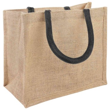 vidaXL Τσάντες από γιούτα 10 Φυσικό και Μαύρο 26 x 22 x 14 εκ