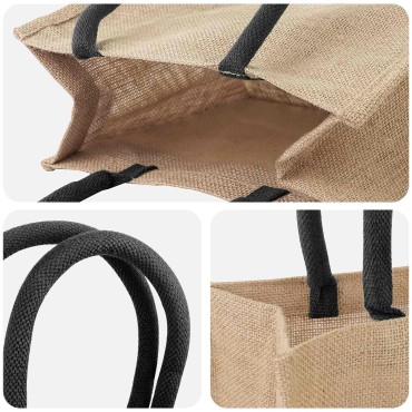 vidaXL Τσάντες από γιούτα 50 Φυσικό και Μαύρο 26 x 22 x 14 εκ