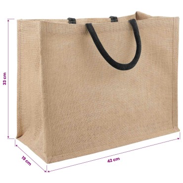vidaXL Τσάντες από γιούτα 5 Φυσικό και Μαύρο 42 x 33 x 19 εκ