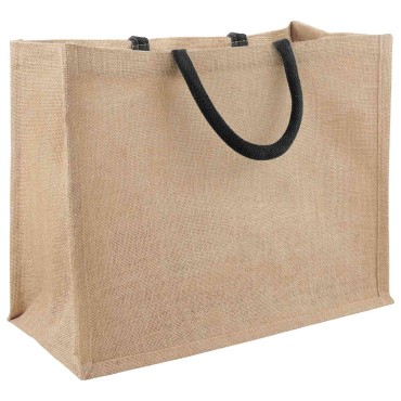 vidaXL Τσάντες από γιούτα 50 Φυσικό και Μαύρο 42 x 33 x 19 εκ