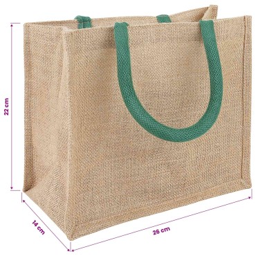 vidaXL Τσάντες από γιούτα 10 Φυσικό και Πράσινο 26 x 22 x 14 εκ