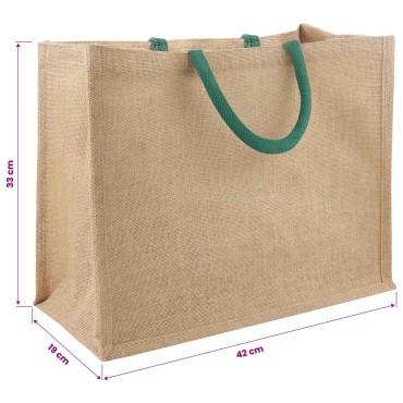 vidaXL Τσάντες από γιούτα 5 Φυσικό και Πράσινο 42 x 33 x 19 εκ