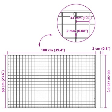 vidaXL Σίτα Ασημί 100 x 60 x 2 cm Γαλβανισμένο Ατσάλι Ψυχρής Βύθισης