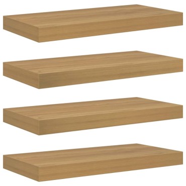 vidaXL Ράφι Τοίχου 4 τεμ. Καφέ 50x23,5x3,8cm Επεξεργασμένο Ξύλο