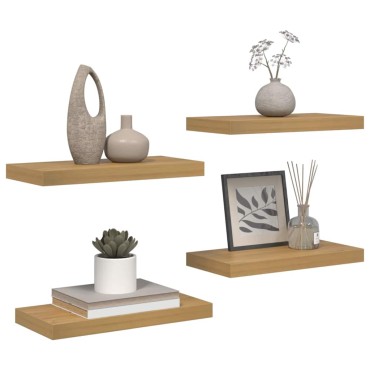 vidaXL Ράφι Τοίχου 4 τεμ. Καφέ 50x23,5x3,8cm Επεξεργασμένο Ξύλο