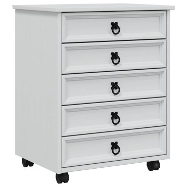 vidaXL Κυλιόμενο Ντουλάπι με Συρτάρια CORONA Λευκό 53x39x65,5cm