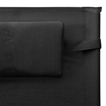 vidaXL Ξαπλώστρες 2 τεμ. Μαύρες /Γκρι από Textilene 149x62x88cm