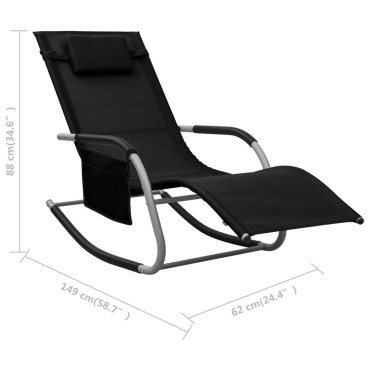 vidaXL Ξαπλώστρες 2 τεμ. Μαύρες /Γκρι από Textilene 149x62x88cm