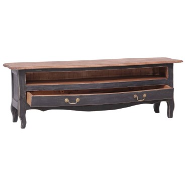 vidaXL Έπιπλο Τηλεόρασης Μαύρο 120x30x40cm από Μασίφ Μαόνι