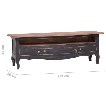 vidaXL Έπιπλο Τηλεόρασης Μαύρο 120x30x40cm από Μασίφ Μαόνι