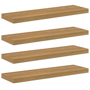 vidaXL Ράφι Τοίχου 4 τεμ. Καφέ 90x23,5x3,8cm Επεξεργασμένο Ξύλο