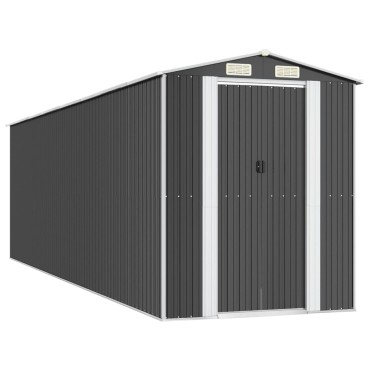 vidaXL Αποθήκη Κήπου Ανθρακί 192x689x223 εκ. Γαλβανισμένο Ατσάλι