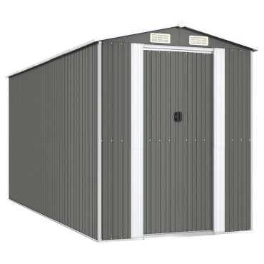 vidaXL Αποθήκη Κήπου Ανοιχτό γκρι 192x440x223 εκ. Γαλβανισμένο Ατσάλι