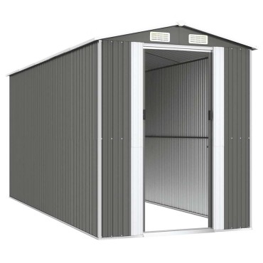 vidaXL Αποθήκη Κήπου Ανοιχτό γκρι 192x440x223 εκ. Γαλβανισμένο Ατσάλι