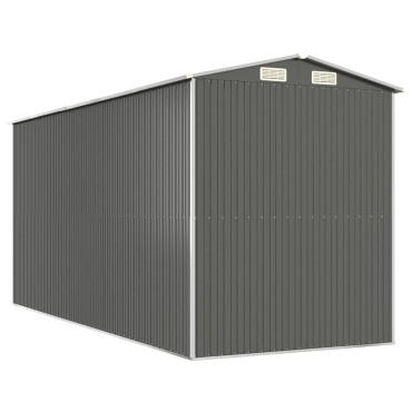 vidaXL Αποθήκη Κήπου Ανοιχτό γκρι 192x440x223 εκ. Γαλβανισμένο Ατσάλι