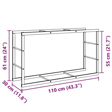 vidaXL Ράφι Καυσόξυλων Μαύρο 110x30x61 εκ. Ατσάλινο