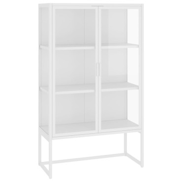 vidaXL Μπουφές Λευκός 80x35x135cm από Ατσάλι και Ψημένο Γυαλί 1 τεμ.