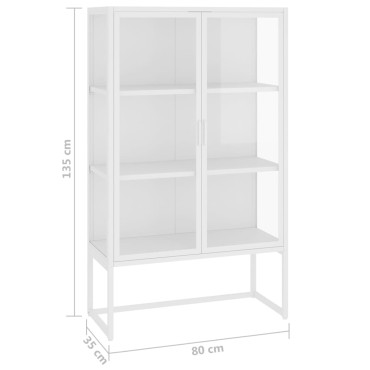 vidaXL Μπουφές Λευκός 80x35x135cm από Ατσάλι και Ψημένο Γυαλί 1 τεμ.