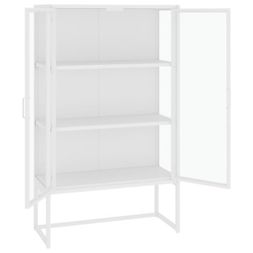 vidaXL Μπουφές Λευκός 80x35x135cm από Ατσάλι και Ψημένο Γυαλί 1 τεμ.
