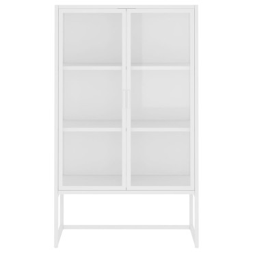 vidaXL Μπουφές Λευκός 80x35x135cm από Ατσάλι και Ψημένο Γυαλί 1 τεμ.
