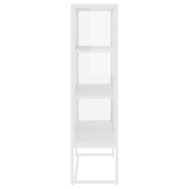 vidaXL Μπουφές Λευκός 80x35x135cm από Ατσάλι και Ψημένο Γυαλί 1 τεμ.