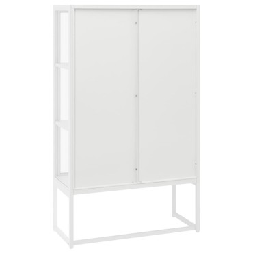 vidaXL Μπουφές Λευκός 80x35x135cm από Ατσάλι και Ψημένο Γυαλί 1 τεμ.