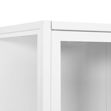 vidaXL Μπουφές Λευκός 80x35x135cm από Ατσάλι και Ψημένο Γυαλί 1 τεμ.