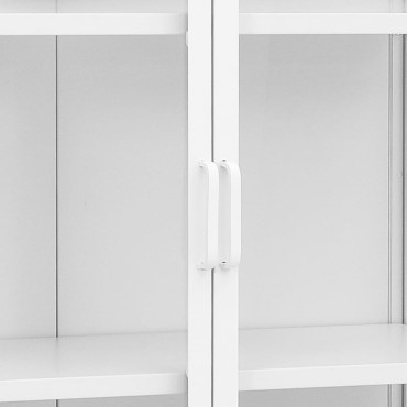 vidaXL Μπουφές Λευκός 80x35x135cm από Ατσάλι και Ψημένο Γυαλί 1 τεμ.
