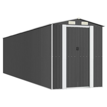 vidaXL Αποθήκη Κήπου Ανθρακί 192x772x223 εκ. Γαλβανισμένο Ατσάλι