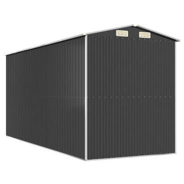 vidaXL Αποθήκη Κήπου Ανθρακί 192x440x223 εκ. Γαλβανισμένο Ατσάλι