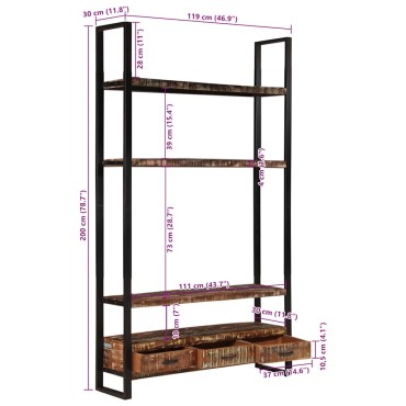 vidaXL Ραφιέρα 118x30x200cm από Μασίφ Ανακυκλωμένο Ξύλο 1 τεμ.
