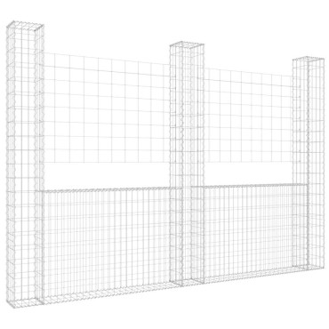 vidaXL Συρματοκιβώτια σε U Σχήμα με 3 Στύλους 260x20x200cm Σιδερένιο