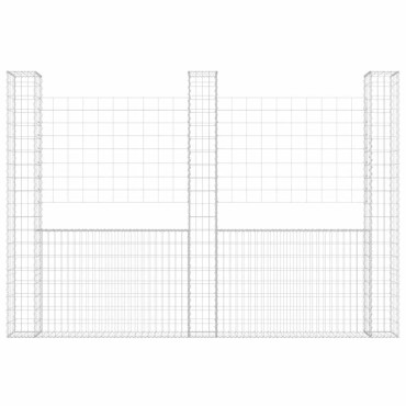 vidaXL Συρματοκιβώτια σε U Σχήμα με 3 Στύλους 260x20x200cm Σιδερένιο