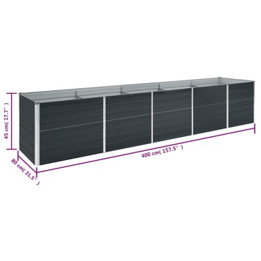 vidaXL Ζαρντινιέρα Υπερυψωμένη Ανθρακί 400x80x45 εκ. Γαλβαν. Χάλυβας