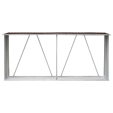 vidaXL Υπόστεγο Αποθήκευσης Ξύλων Κήπου Καφέ 330 x 84 x 152 εκ. Ατσάλι