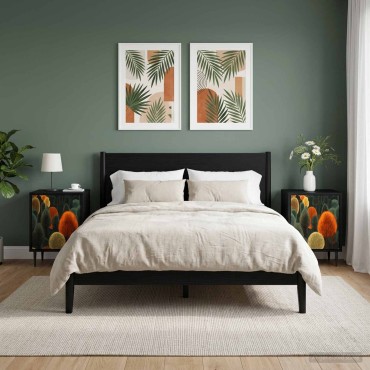 vidaXL Κομοδίνο ZAANDAM 2 τεμ. Μαύρη Δρυς 36x33x51cm