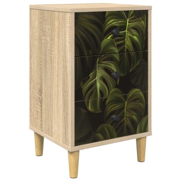 vidaXL Κομοδίνο ELBURG Sonoma Δρυς 36x33x60cm Επεξεργασμένο Ξύλο 1 τεμ.