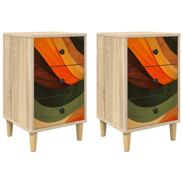 vidaXL Κομοδίνο ZAANDAM 2 τεμ. Sonoma Δρυς 36x33x60 εκ