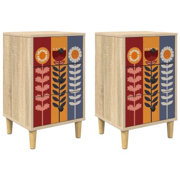 vidaXL Κομοδίνο ESSEN 2 τεμ. Sonoma Δρυς 36x33x60 εκ