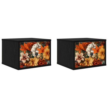 vidaXL Τοίχου κομοδίνο GENNEP 2 τεμ. Μαύρη Δρυς 36x33x25cm